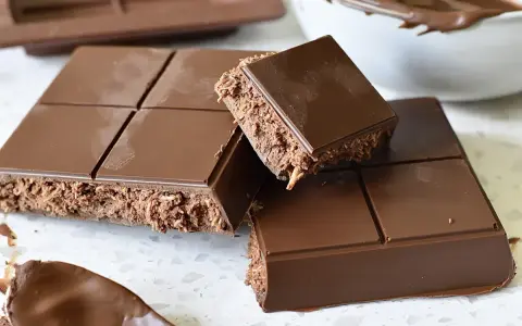 En fransk chokladtårta med krispig fyllning av kokos och choklad, redo att avnjutas.